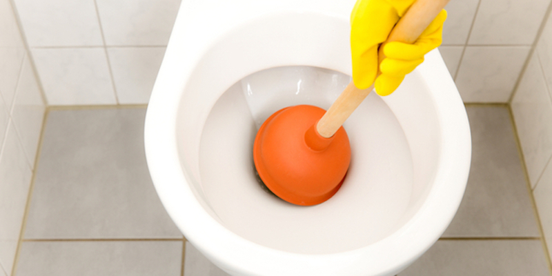 Plunger in a toilet